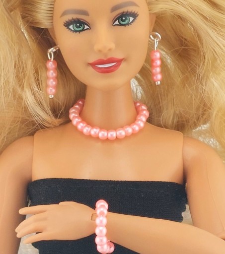 Zdjęcie oferty: Zestaw biżuterii dla lalek Barbie koralowy róż