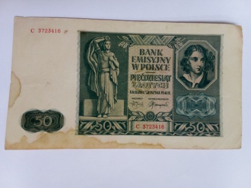 Zdjęcie oferty: 50zł pięćdziesiąt złotych 1941r. C 3723416