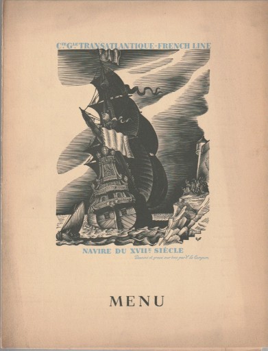 Zdjęcie oferty: Transatlantique French Line Menu, 1936. Dinner