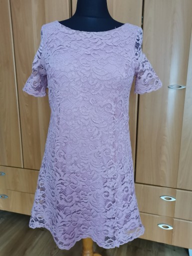 Zdjęcie oferty: Sukienka koronkowa w kolorze brudnego różu R. 42