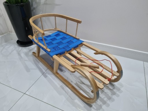 Zdjęcie oferty: Sanki drewniane "bawole rogi" miękkie siedzisko
