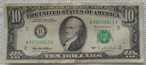 Zdjęcie oferty: USA $10 dollars 1995 Hamilton B2 New York