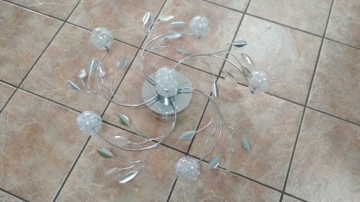 Zdjęcie oferty: Lampa sufitowa żyrandol motyw roślinny chrom szkło