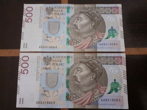 Zdjęcie oferty: Banknoty 500 zł seria AA