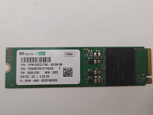 Zdjęcie oferty: Dysk SSD SK Hynix PCIe nvme 128gb prawie nowy