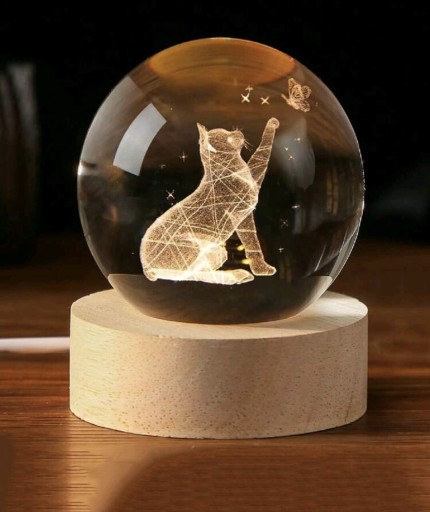 Zdjęcie oferty: Kryształowa Kula z 3D Kotem