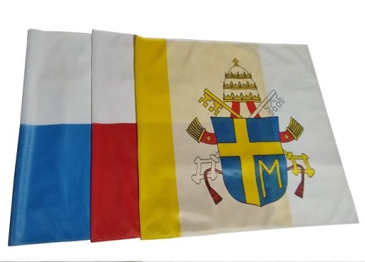 Zdjęcie oferty: FLAGA POLSKI, MARYJNA, PAPIESKA Z HERBEM 85x50 cm