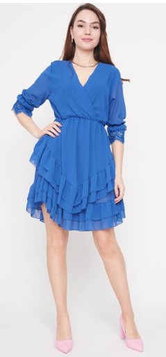Zdjęcie oferty: Sukienka niebieska koronką falbanki