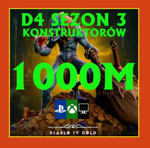 Zdjęcie oferty: Diablo 4 SEZON 3 1000M Gold D4 Złoto PC XboX PS