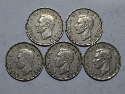 Zdjęcie oferty: Anglia 5 monet 1 shilling 1947-1951 rok -A36