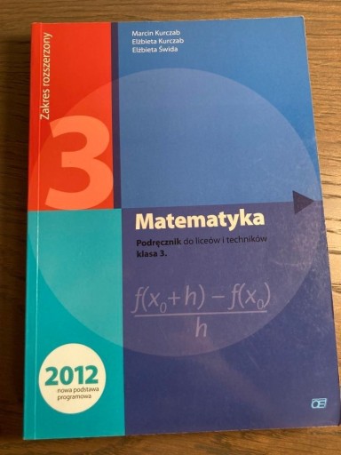 Zdjęcie oferty: Matematyka 3 podręcznik rozszerzenie pazdro