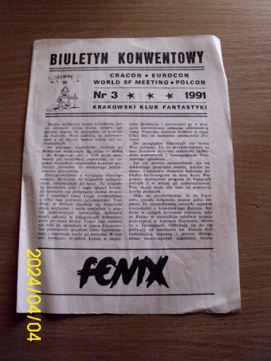 Zdjęcie oferty: biuletyn konwentowy nr 3. 1991 r Fantastyka