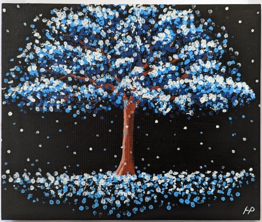 Zdjęcie oferty: obraz "Niebieskie Drzewo" Akryl 25x30.Ręcznie mal.