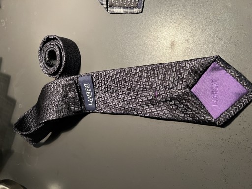 Zdjęcie oferty: Krawat Lambert wólczanka jedwab brąz 8cm