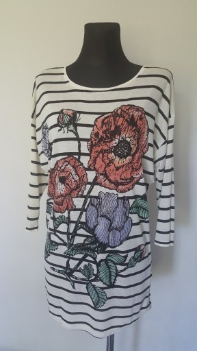 Zdjęcie oferty: H&M Bluzka Tunika w paski w kwiaty 36