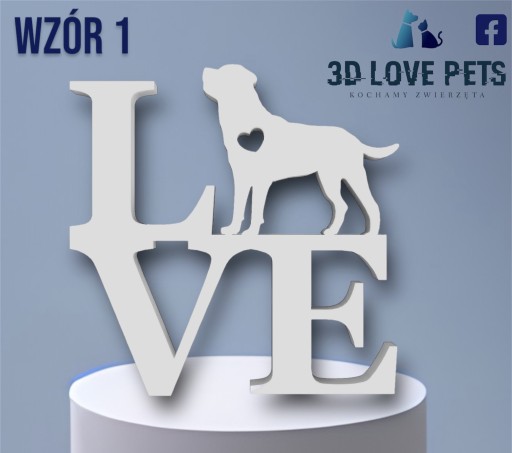 Zdjęcie oferty: Figurka, napis 3D Love Rottweiler pies (2 wzory)