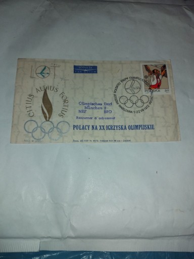 Zdjęcie oferty: Calostka Polacy na XX Igrzyska Olimpijskie 1972LOT