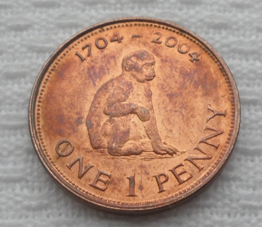 Zdjęcie oferty: Gibraltar Elżbieta II 1 pens penny 2004 Małpa