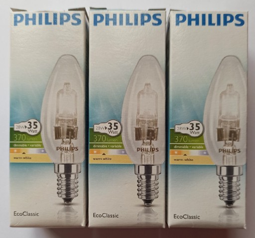 Zdjęcie oferty: Halogen Philips EcoClassic B35 28W E14 230V CL 1 CT/15 SRP zestaw 3 sztuki