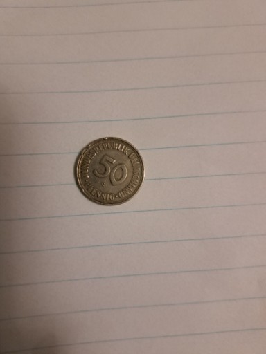 Zdjęcie oferty: Moneta niemiecka 50 fenigów że znakiem G Z 1950R