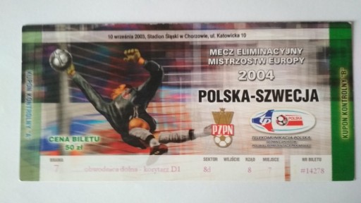 Zdjęcie oferty: Bilet Polska - Szwecja 2003 r.