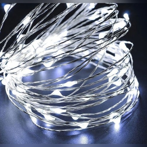 Zdjęcie oferty: Lampki druciki mikro LED 100 na prąd - biały zimny