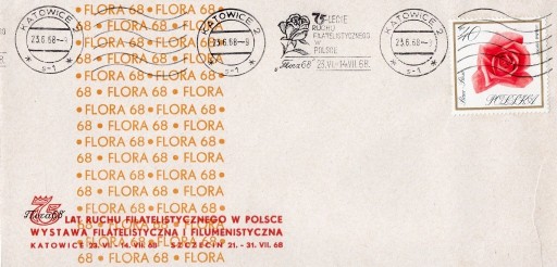 Zdjęcie oferty: Katowice 1968r.- koperta - Flora - frankatura