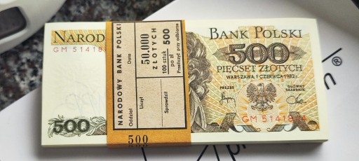 Zdjęcie oferty: Paczka bankowa 500 zł 1982 seria  seria GM