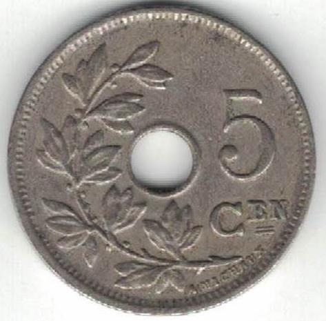 Zdjęcie oferty: Belgia 5 centymów centimes 1927 E 19 mm nr 4