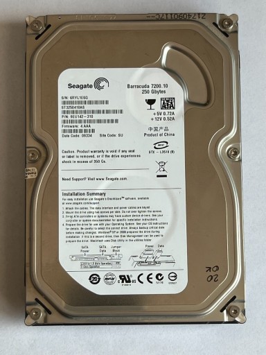 Zdjęcie oferty: Seagate 250GB HDD 3,5 ST3250410AS NR 20