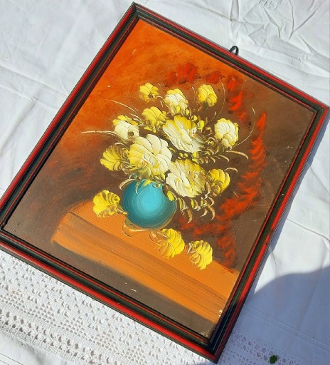Zdjęcie oferty: Stary obrazek olejny , kwiaty