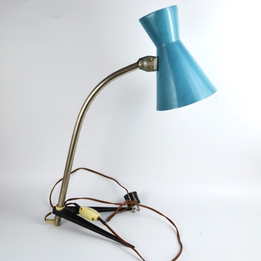 Zdjęcie oferty: Metalowa niebieska lampa stołowa Węgry lata 50te