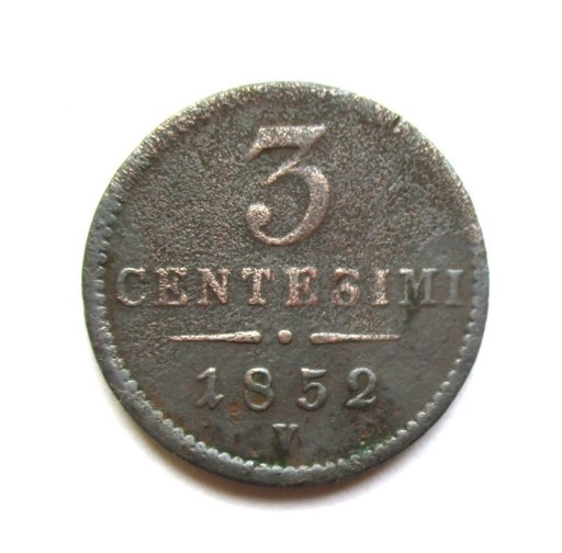 Zdjęcie oferty: 3 Centesimi 1852 r. V - Austria-Lombardia-Wenecja