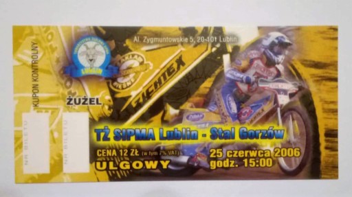 Zdjęcie oferty: Bilet TŻ Spima Lublin - Stal Gorzów 25.06.2005