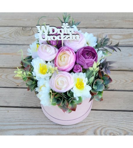 Zdjęcie oferty: Fower box pudełko sztuczne kwiaty z życzeniami