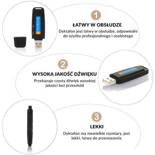 Zdjęcie oferty: Dyktafon Pendrive CYFROWY DYKTAFON SZPIEG 