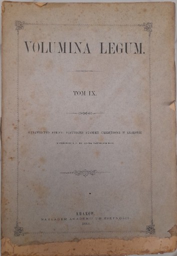 Zdjęcie oferty: Volumina Legum tom IX 1889 rok