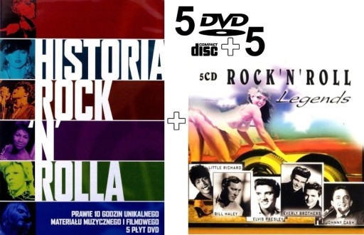 Zdjęcie oferty: HISTORIA ROCK'N ROLLA 5DVD+ROCK'N'ROLL LEGENDS 5CD