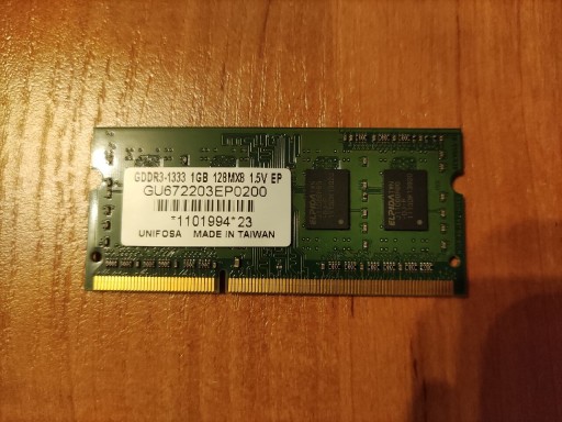 Zdjęcie oferty: Pamięć RAM DDR3 do laptopa Unifosa 1GB 1.5V