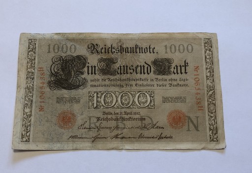 Zdjęcie oferty: 1000 Marek 1910 rok- Banknot niemiecki [Seria H]