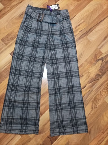 Zdjęcie oferty: Spodnie szerokie krata  materialowe damskie XS 36