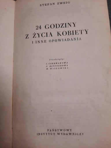 Zdjęcie oferty: 24 godziny z życia kobiety i inne opowiadania - Stefan Zweig