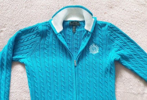 Zdjęcie oferty: Sweter Ralph Lauren Active warkocz turkusowy suwak