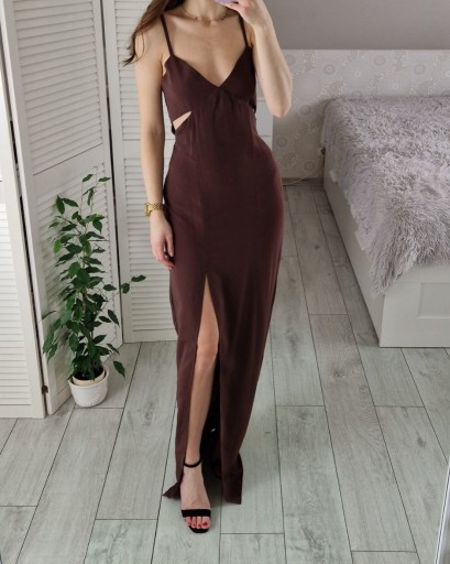 Zdjęcie oferty: Vesper brązowa sukienka maxi z rozcięciem 34 XS