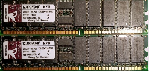 Zdjęcie oferty: Pamięci DDR KVR266X72RC25/512 - 1GB (2x512)