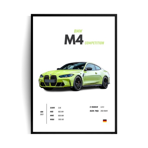 Zdjęcie oferty: Plakat BMW M4 w ramie, obraz A4 21x29,7