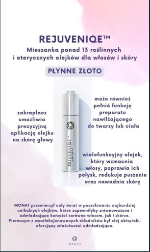 Zdjęcie oferty: Olejek light OLEJEK light REJUVENIQE light Monat 