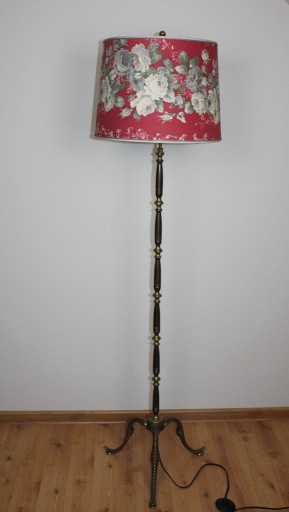 Zdjęcie oferty: Lampa podłogowa z abażurem, mosiądz cieniowany