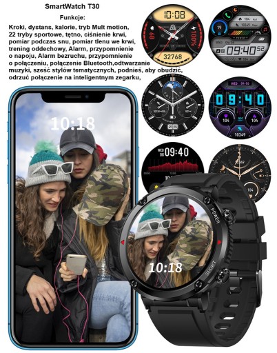 Zdjęcie oferty: SmartWatch T30 1,6'' Bateria 600mAh  BT J.Polski