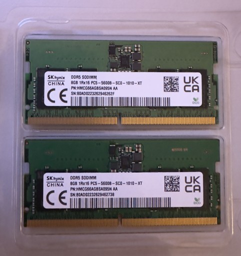 Zdjęcie oferty: Pamięć RAM ddr5 2x8gb 16gb 5600mhz SO-DIMM skhynix